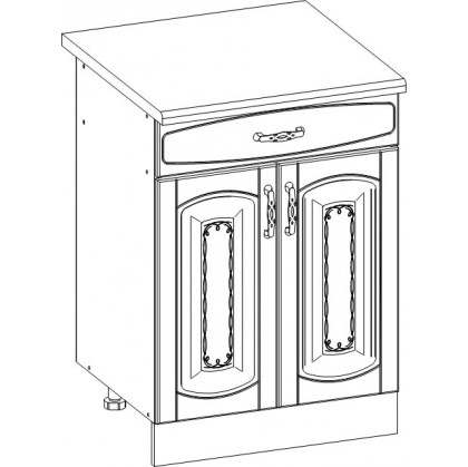 Стол 60см с двумя дверками и одним выдвижным ящиком к модульной кухне Афина