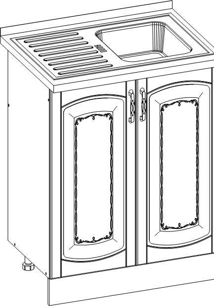 Стол под мойку накладную с двумя дверками к модульной кухне Афина